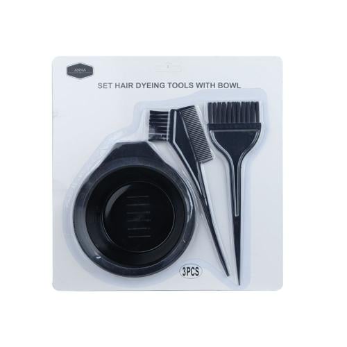 آنا طقم ادوات صبغ وتلوين الشعر مع وعاء أسود