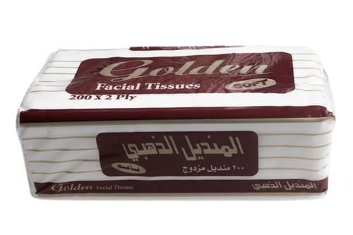 مناديل وجه الذهبي 200 منديل مزدوج  الحمد