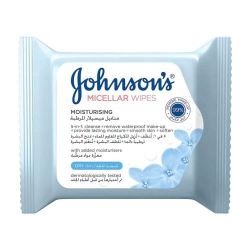 جونسون مناديل مبللة 5 في1 للبشرة الجافة 25 منديل