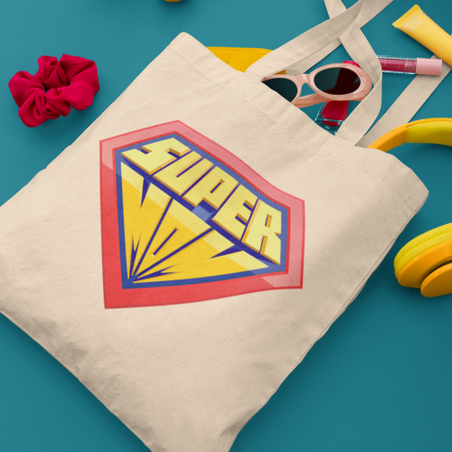 SUPER MOM طباعة حقيبة قماشية بتصميم