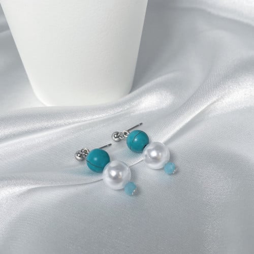حلق اللولو والتركواز | Pearls and turquoise earrings