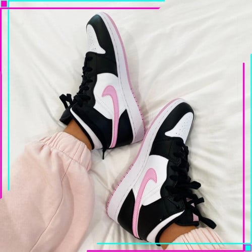 Jordan 1 Mid White Black Light Arctic Pink (GS)