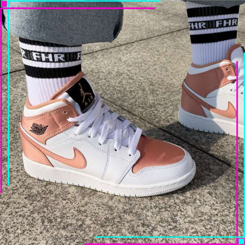 Jordan 1 Mid White Rose Gold