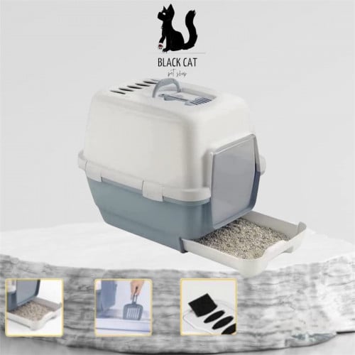 ستيفان بلاست كاتي صندوق رمل للقطط مع درج سكوب وفلتر بعدة الوان SP