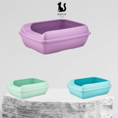 حوض رمل للقطط +مجرفه الوان متعددة,حجم وسط
