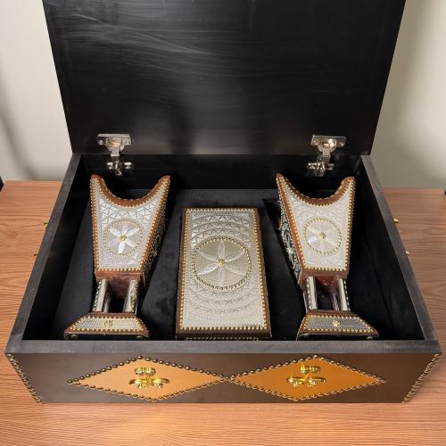 مبخرتين ملكية حجم ٢٩ سم مع علبة عود مقاس ٢٤ سم