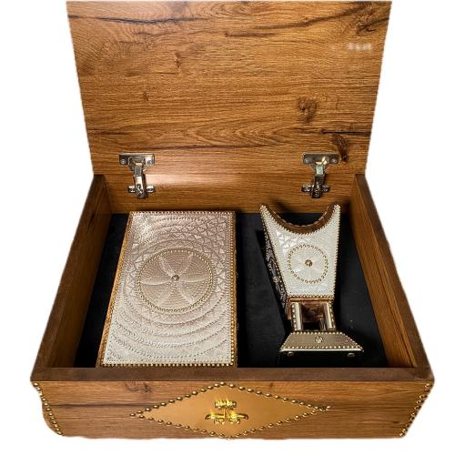 مبخرة ملكية 26 سم مع علبة عود كبيرة بصندوق فاخر