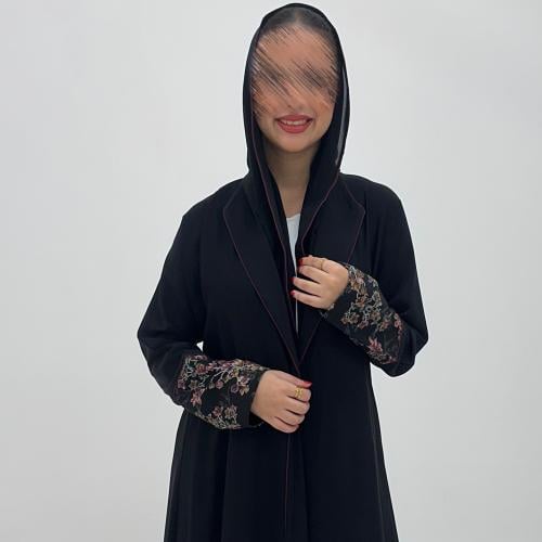 PL55 عباية رسمي بطرف عودي وأكمام مشجر