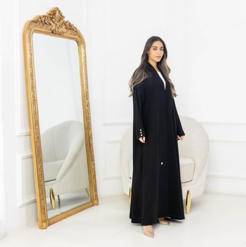 Pl17 عباية كريب بأزرار ذهبي