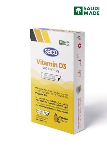 ساكو فيتامين د 3 - D3 300 IU - شرائح رفيعة للفم -...