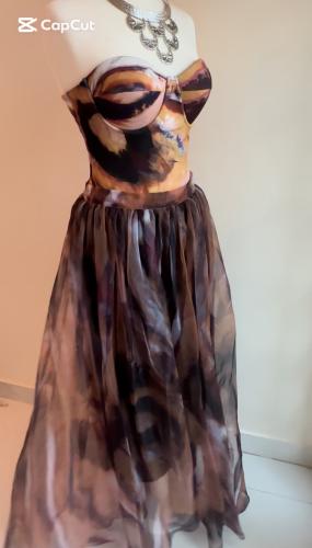 فستان بطباعه عشوائية جذابة 2 في واحد مقاس m