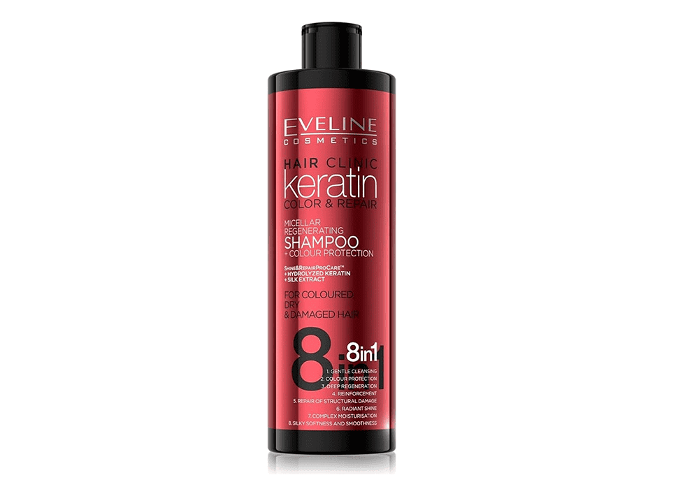 ايفلين شامبو كيراتين كلينك لحماية اللون وإصلاح الشعر 400 مل