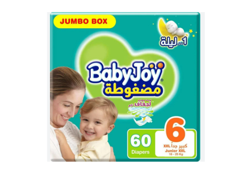 بيبي جوي حفاضات اطفال رقم 6 كبير جداً عدد 60 حبة ب...