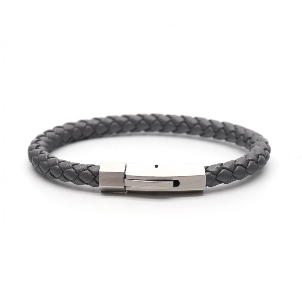 Easy Bolt stainless steel bracelet Unisex and Genuine leather