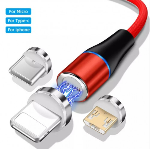 كيبل شاحن مغناطيس مدخل USB مخرج 3 أجهزه - Type C -...