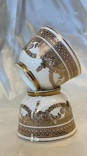 Gold porcelain teacups 12 bone china
