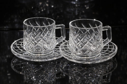 Wide tea set, 6 pieces, glass