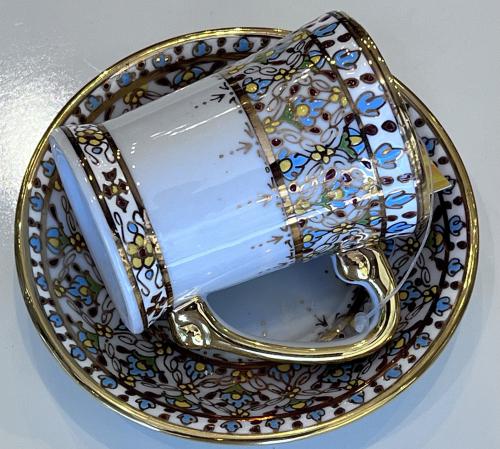 بيالات بورسلان نقش يدوي ٦ قطعه