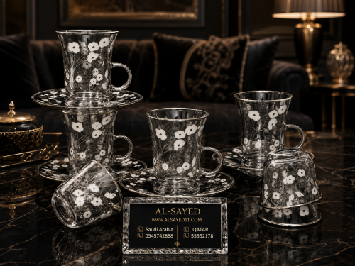 Set of 6 glasses, 6 cups, laser
