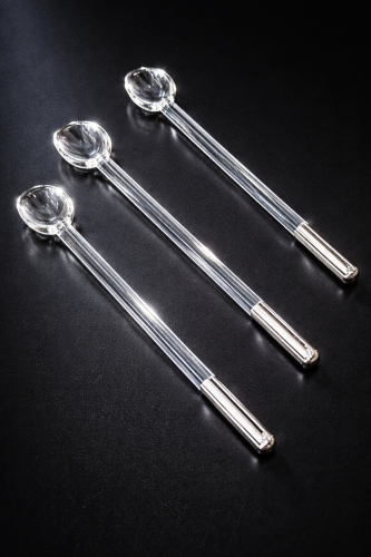 Thick glass teaspoons, 12 pieces, silver