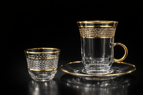 Billat - 6-piece gold crystal teacup set