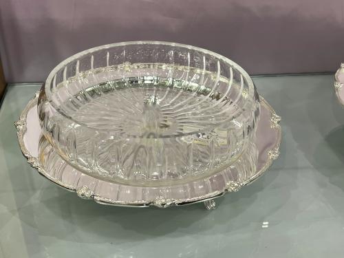 Silver plate, crystal plate, medium size