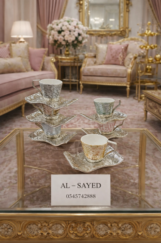 Turkish coffee cups, 6 pieces, silver color