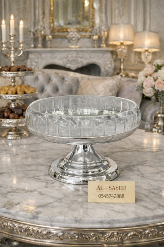 ستاند فضي مع زجاج قطر ٢٧ سم