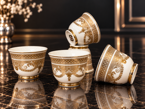 12-piece gold porcelain teacup set