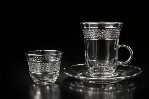 Crystal teacups and cups, 6 pieces