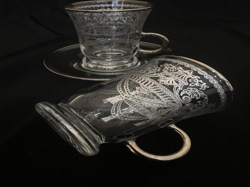 بيالات شاي نقش ليزرفضي ٦ قطعه