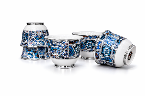 فناجيل قهوه. ايطار فضي ١٢ قطعه