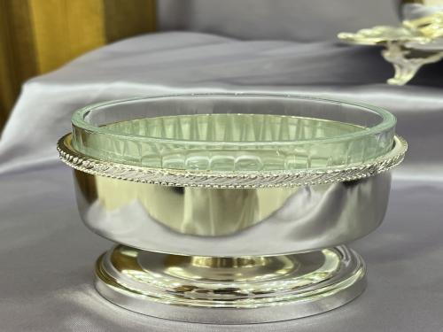 باديه نحاس مطلي فضه قطر ٩ سم