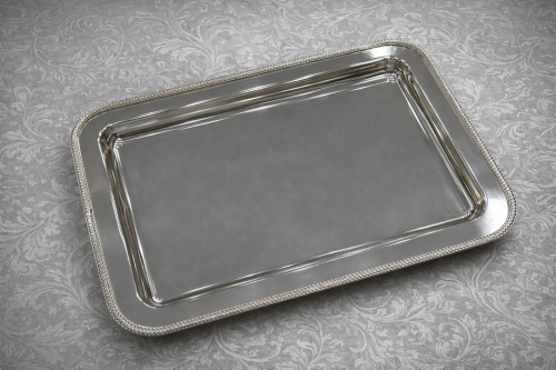 صينيه سلفر سميك صغير طول ٣٥ عرض ٢٤