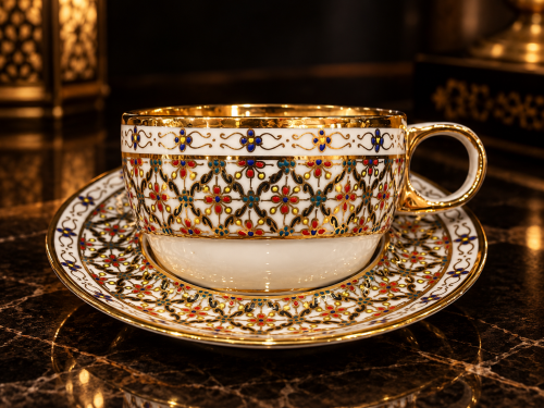 ‏أكواب كابتشينو نقش يدوي  ٦ قطعه