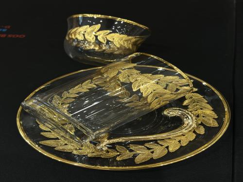 Laser crystal beads, 6 beads, 6 cups