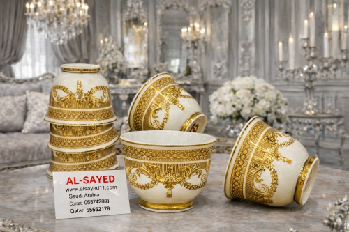 فناجيل بورسلان ١٢ قطعه ذهبي