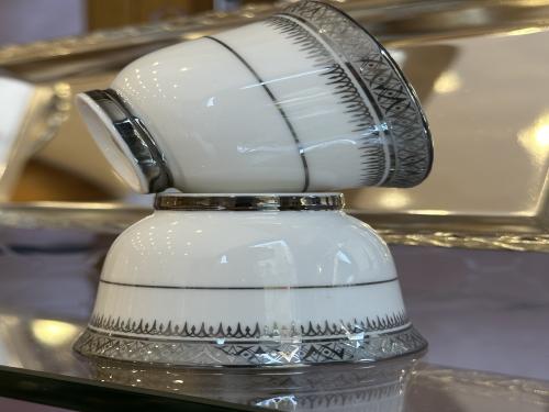 12 pieces silver porcelain cups