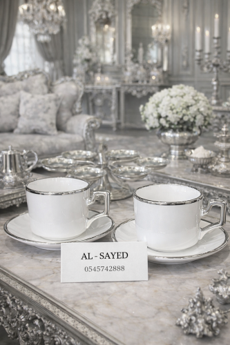 فناجيل قهوه تركيه فضي ٦ قطعه