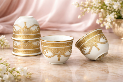 فناجيل قهوه بورسلان نقش ليزر ١٢ قطعه