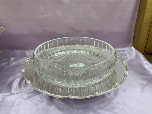 صحن تقديم نحاس مطلي فضه قطر ٢٨ سم