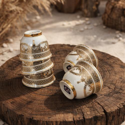 12-piece gold porcelain teacup set