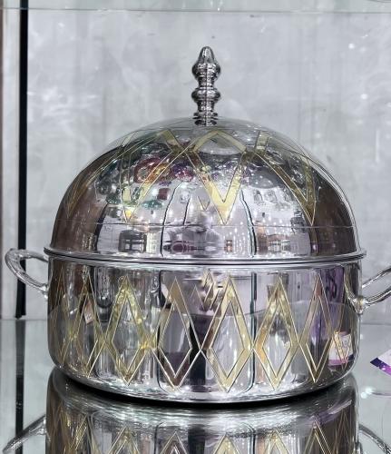 Silver copper case with gold engraving