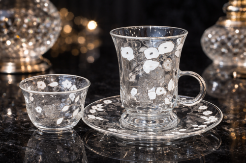 طقم بيالات وفناجيل كريستال ٦ قطعه