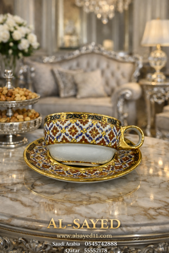 طقم اكواب كبتشينو نقش يدوي ٦ قطعه