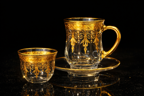 Laser-cut tea and coffee cup set, 6 pieces