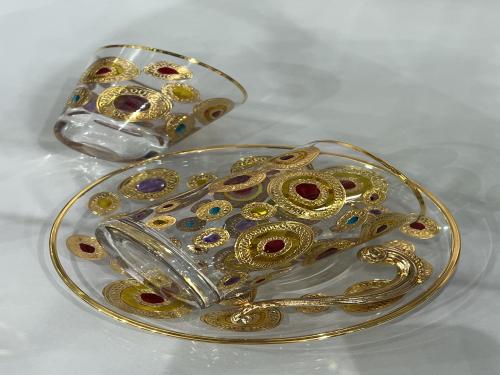 Laser crystal set of 6 cups and 6 teapots