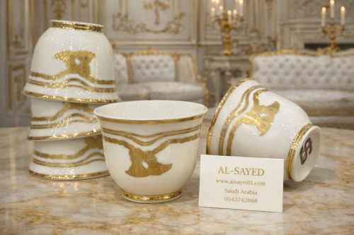 فناجيل بورسلان ١٢ قطعه ذهبي