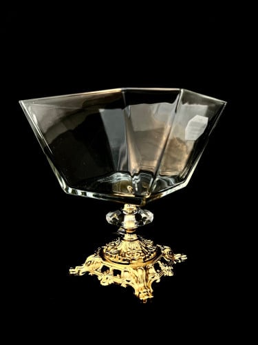 سله حلويات كريستال ذهبي