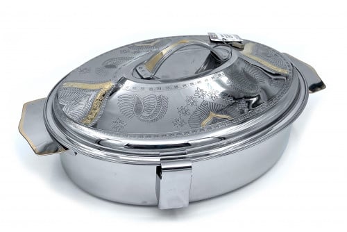 حافظه استيل بيضاوي فضي  نقش ذهبي